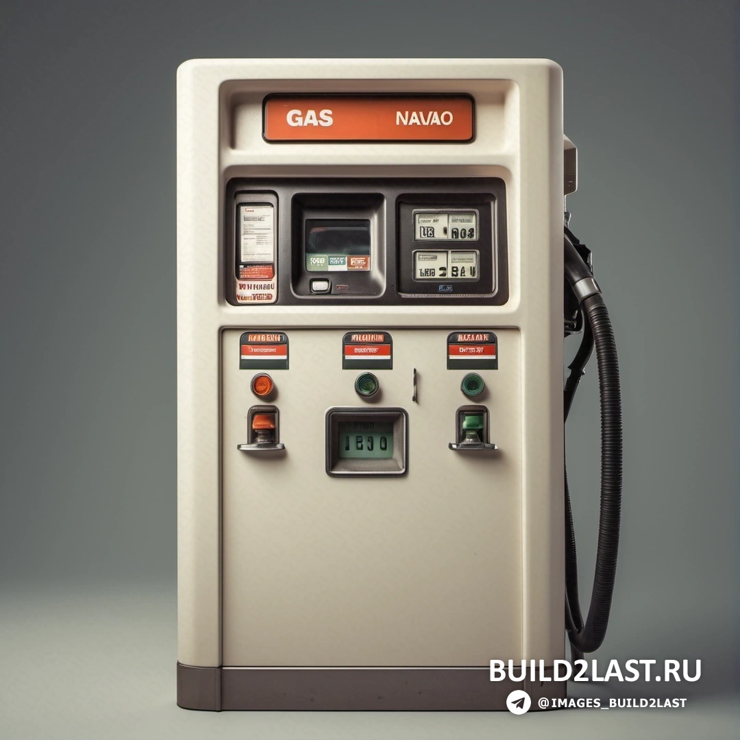 Неоизм - компьютерная визуализация. Автозаправочная станция с бензоколонкой на баке и шлангом, проходящим через нее