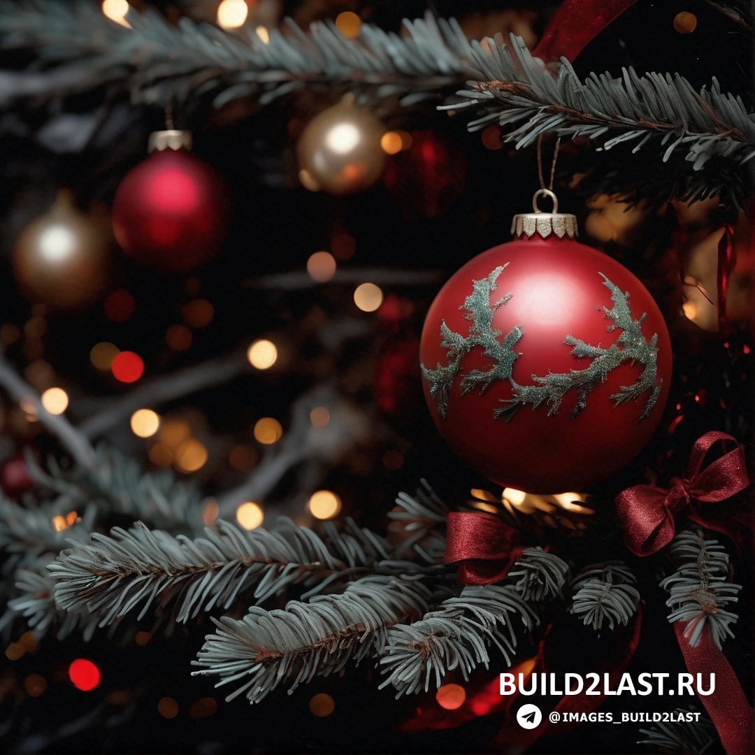 Рождественская елка с красным орнаментом