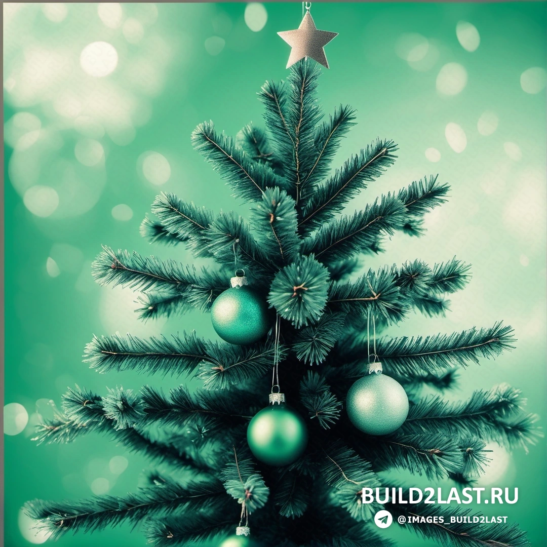 Рождественская елка со свисающими с ветвей украшениями и звездой на вершине
