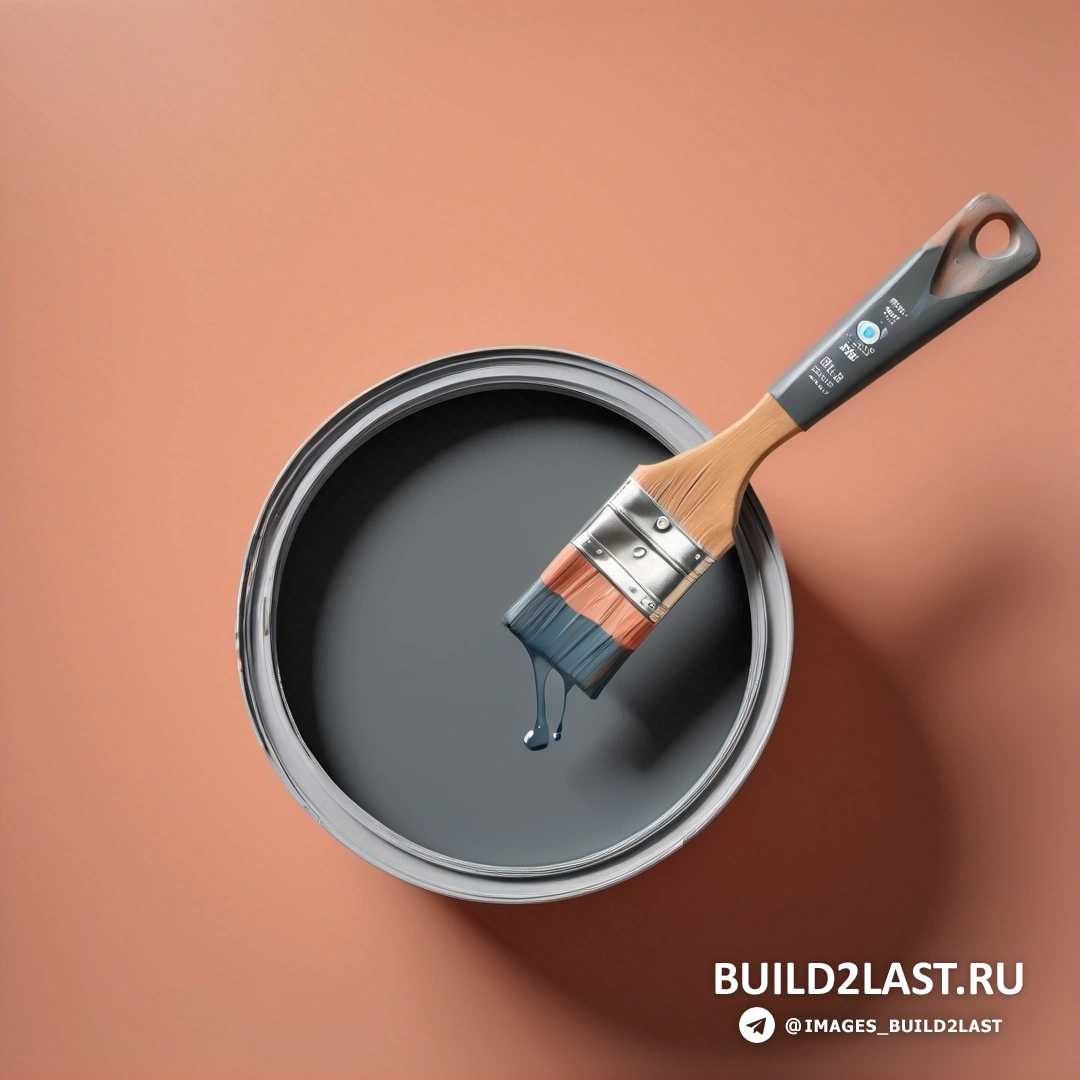 Американская сценическая живопись - сверхтонкая детальная прорисовка. Банка с краской с кистью и розовым фоном.