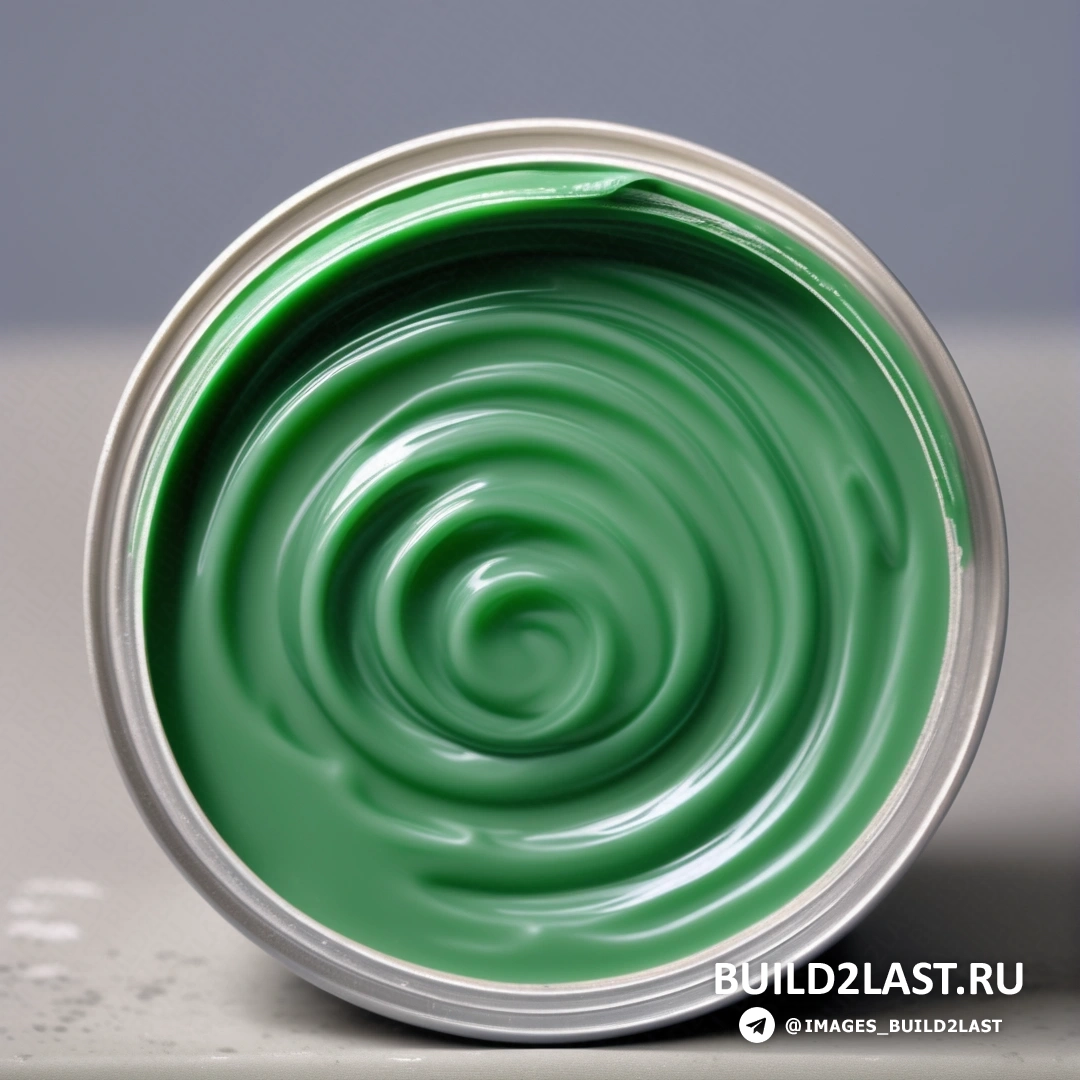 Action Painting - сверхтонкая детальная прорисовка. Банка с зеленой краской на столе рядом с клавиатурой и ковриком для мыши.