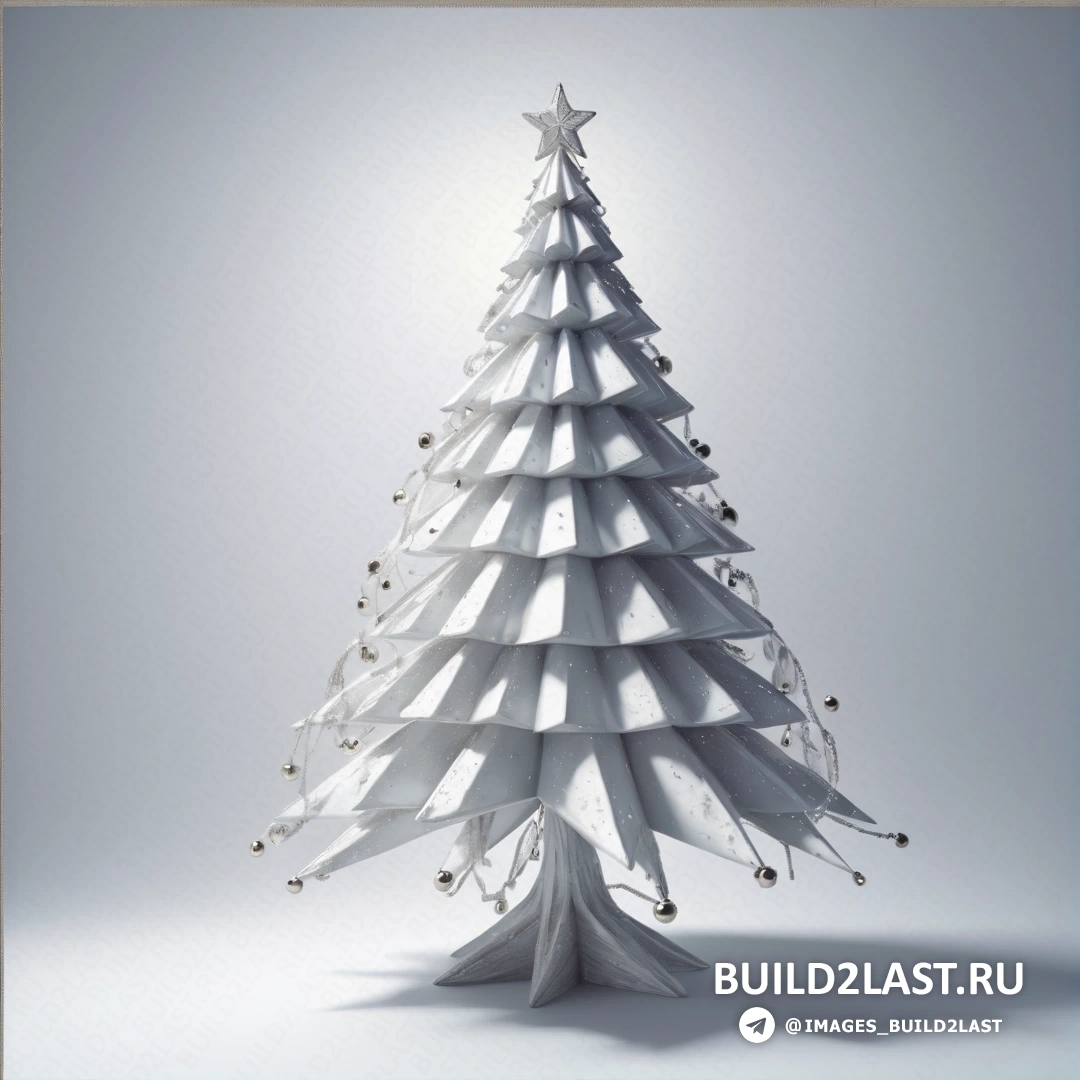 белая рождественская елка со звездой на верхушке