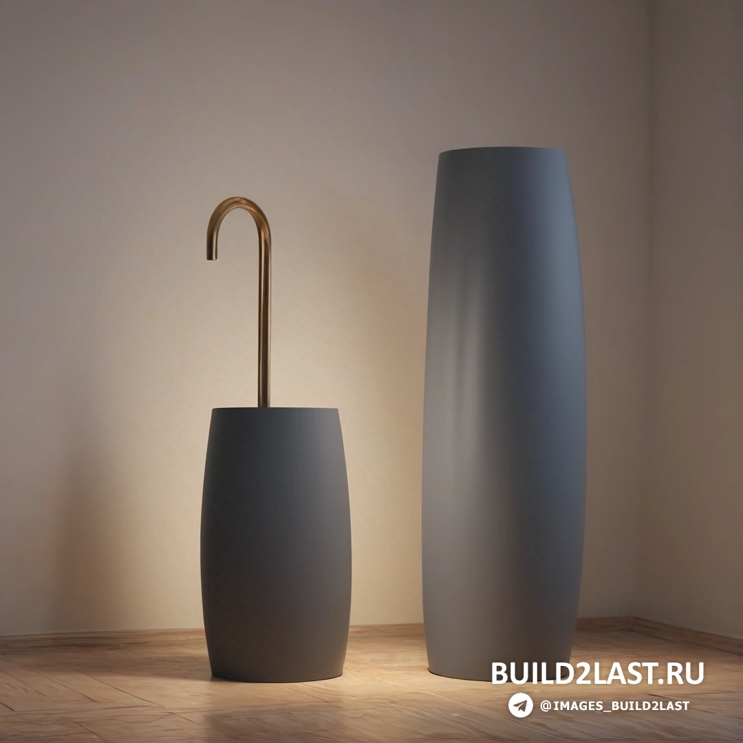 Свет и пространство - 3D-рендер. Белая ваза с золотой ручкой рядом с белой вазой