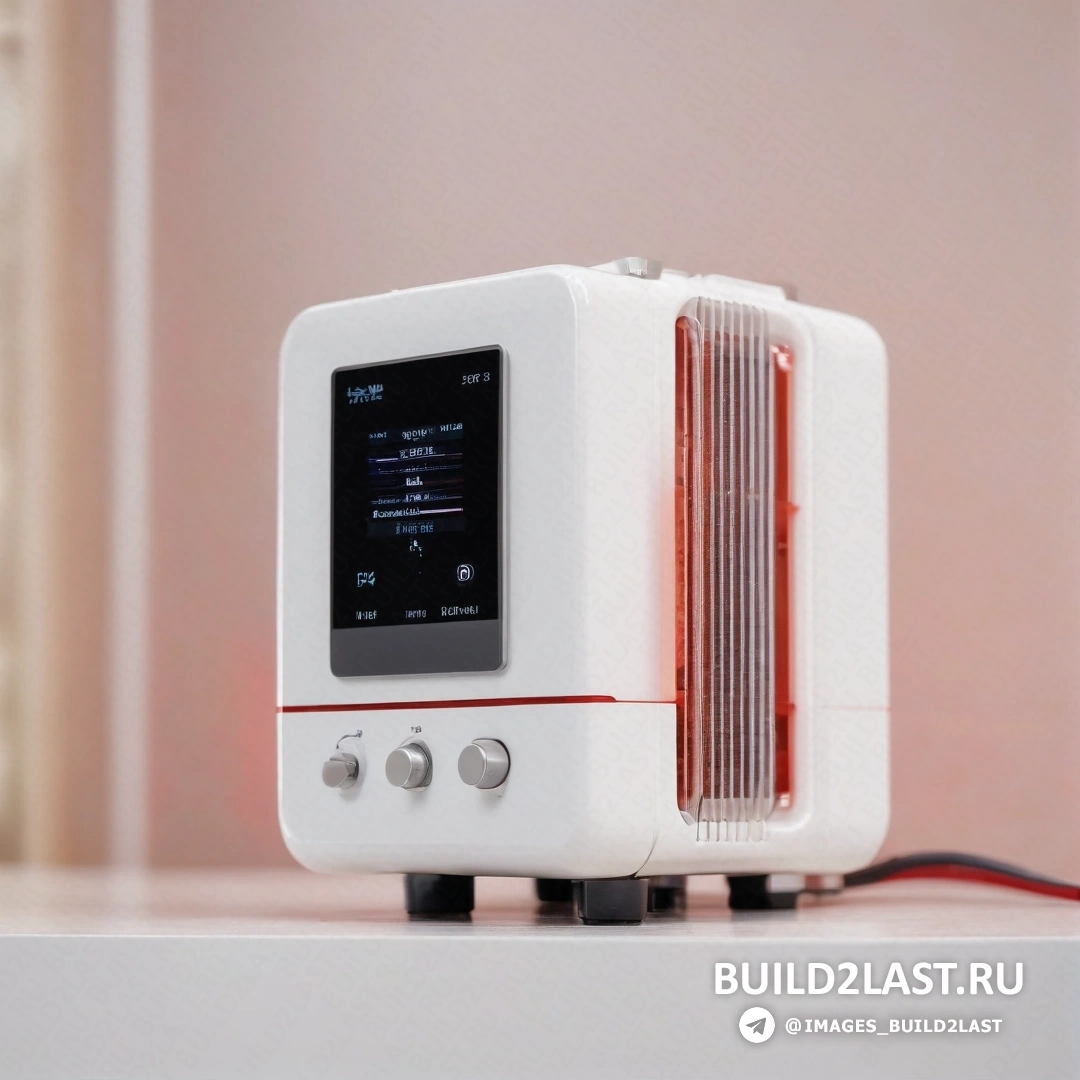 Кубофутуризм - компьютерная визуализация. Бело-красное радио на столе рядом с настенными часами