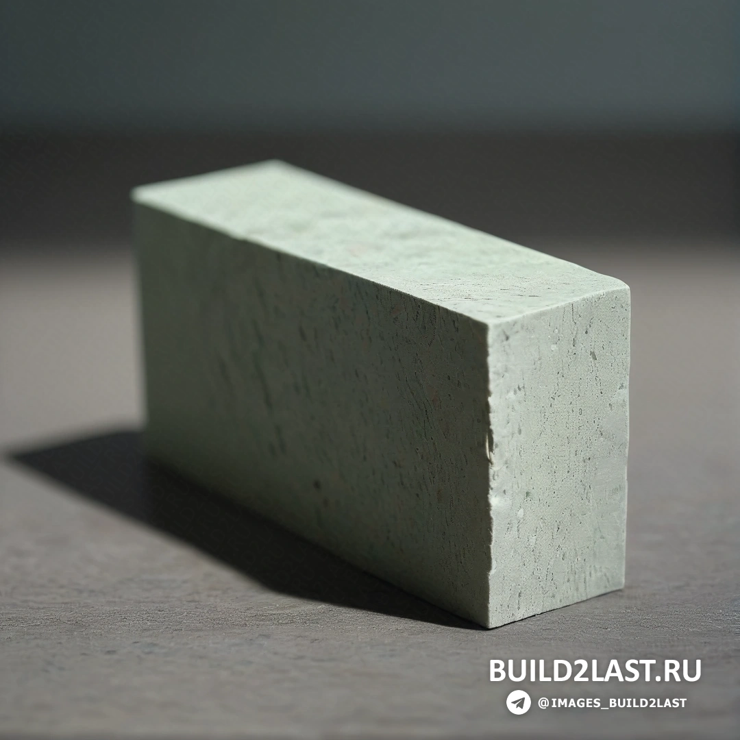 Fluxus - 3D-рендер. Белый кусок бетона на столе с тенью на земле позади него и светом, падающим на стену