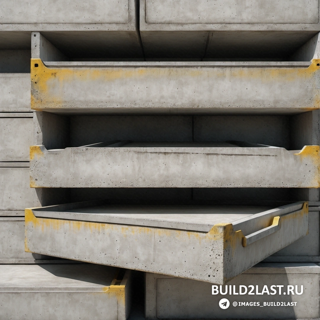 Бетонное искусство - 3D рендер. Крупным планом — бетонная полка с желтой краской по бокам и желтой металлической ручкой.