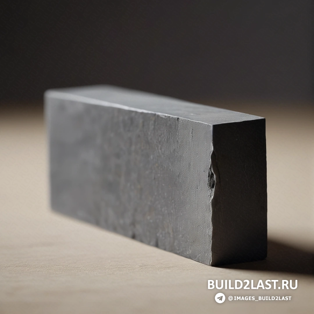 Precisionism - абстрактная скульптура. Бетонный блок на столешнице с тенью на поверхности и черным объектом на заднем плане