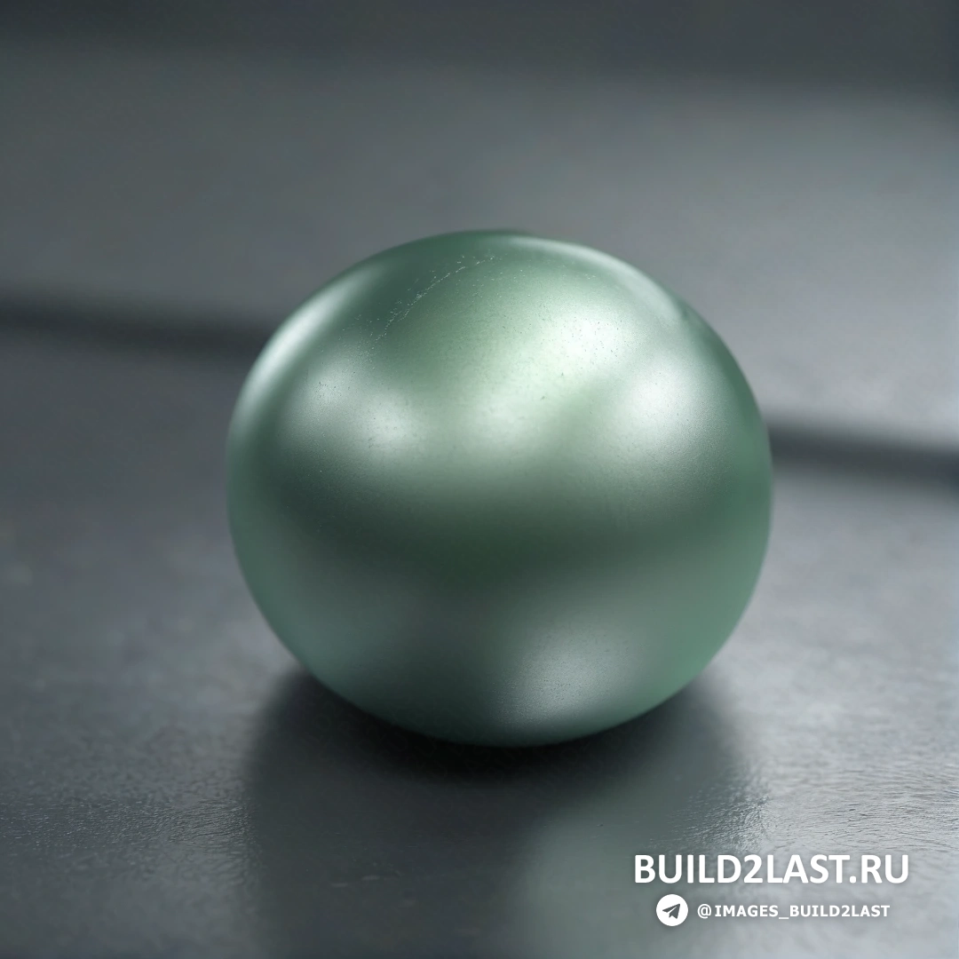 Фотореализм - изображение с трассировкой лучей. Блестящий зеленый шар на столешнице рядом с черной поверхностью с тенью на ней