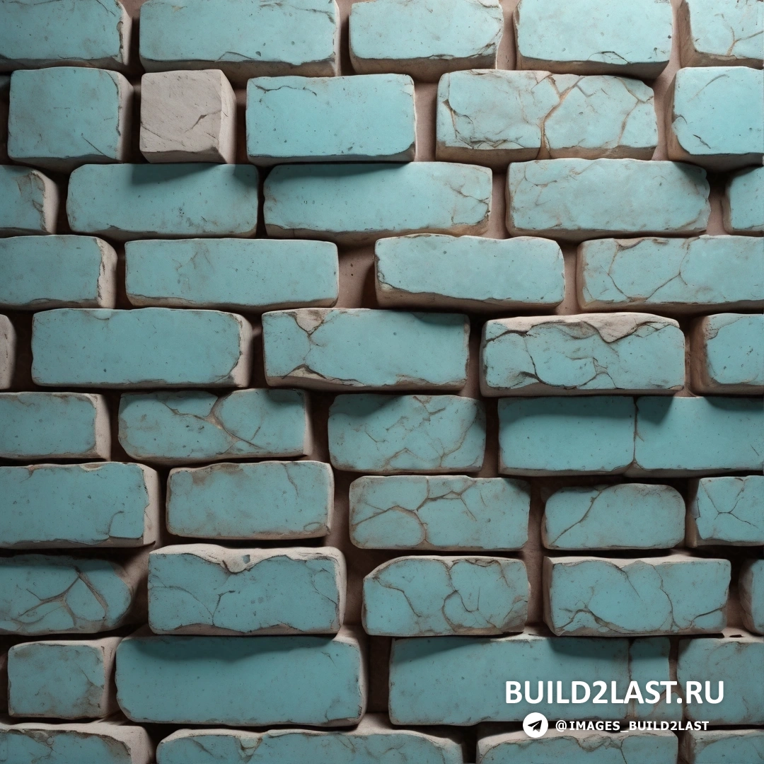 Бетонное искусство - 3D рендер. Большая куча синих кирпичей, сложенных в кучу
