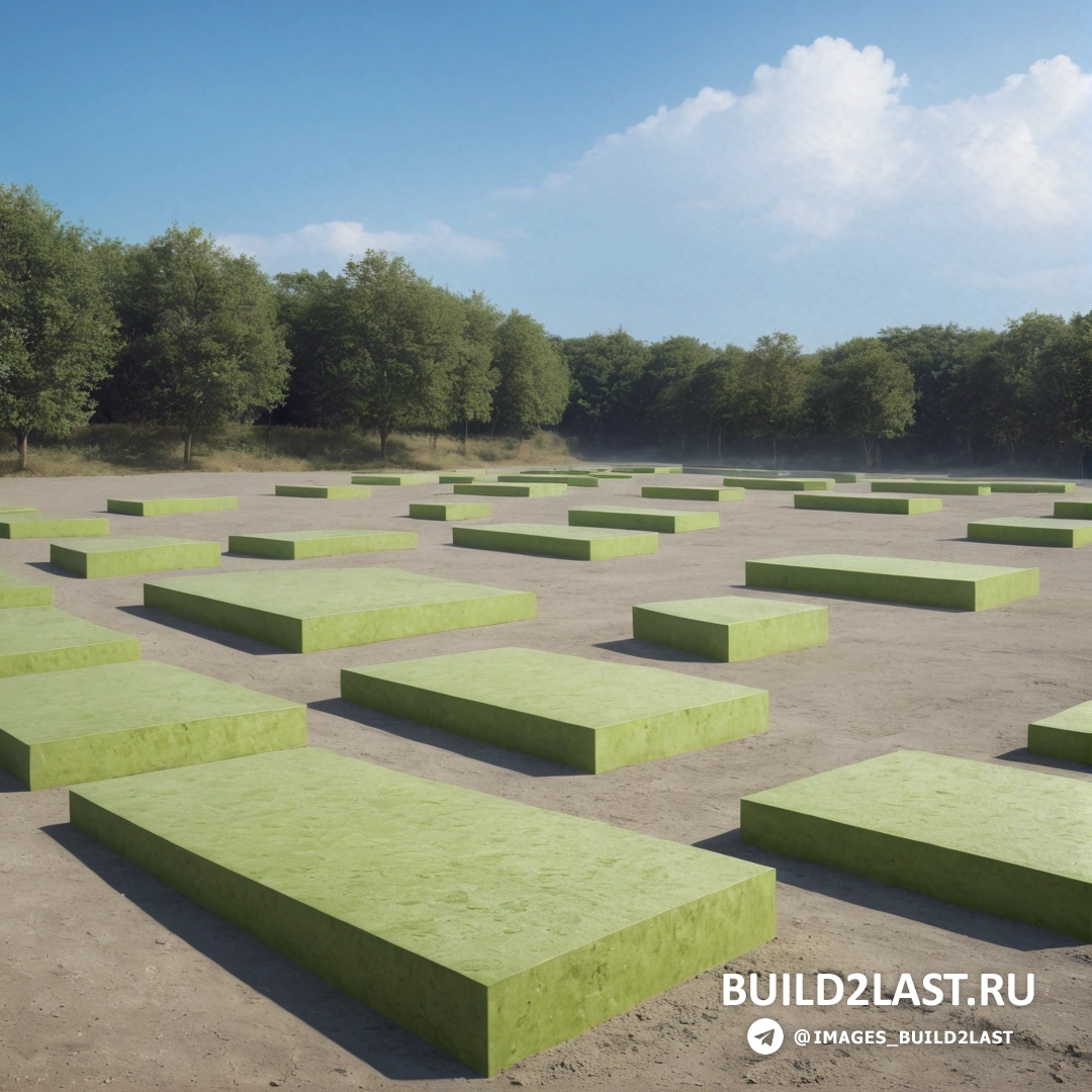 Build2Last: лэнд-арт - цифровой рендеринг. большое поле с зеленой травой и деревьями и голубое небо с облаками