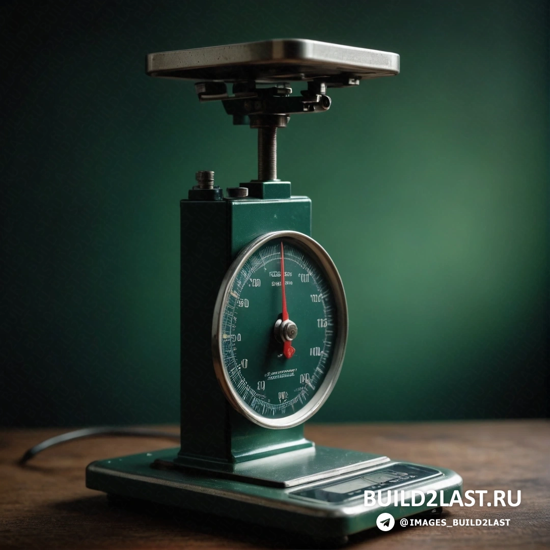 Точность - фотография с наклоном и сдвигом. Часы на весах на столе рядом со стеной с зеленым фоном