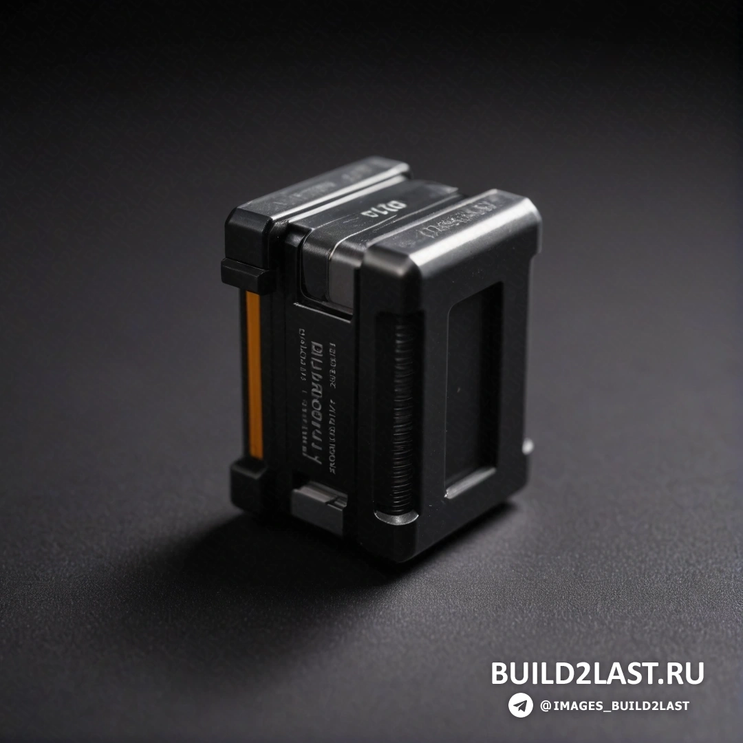 Кубофутуризм - 3D-рендер. Черно-оранжевая батарея на черной поверхности