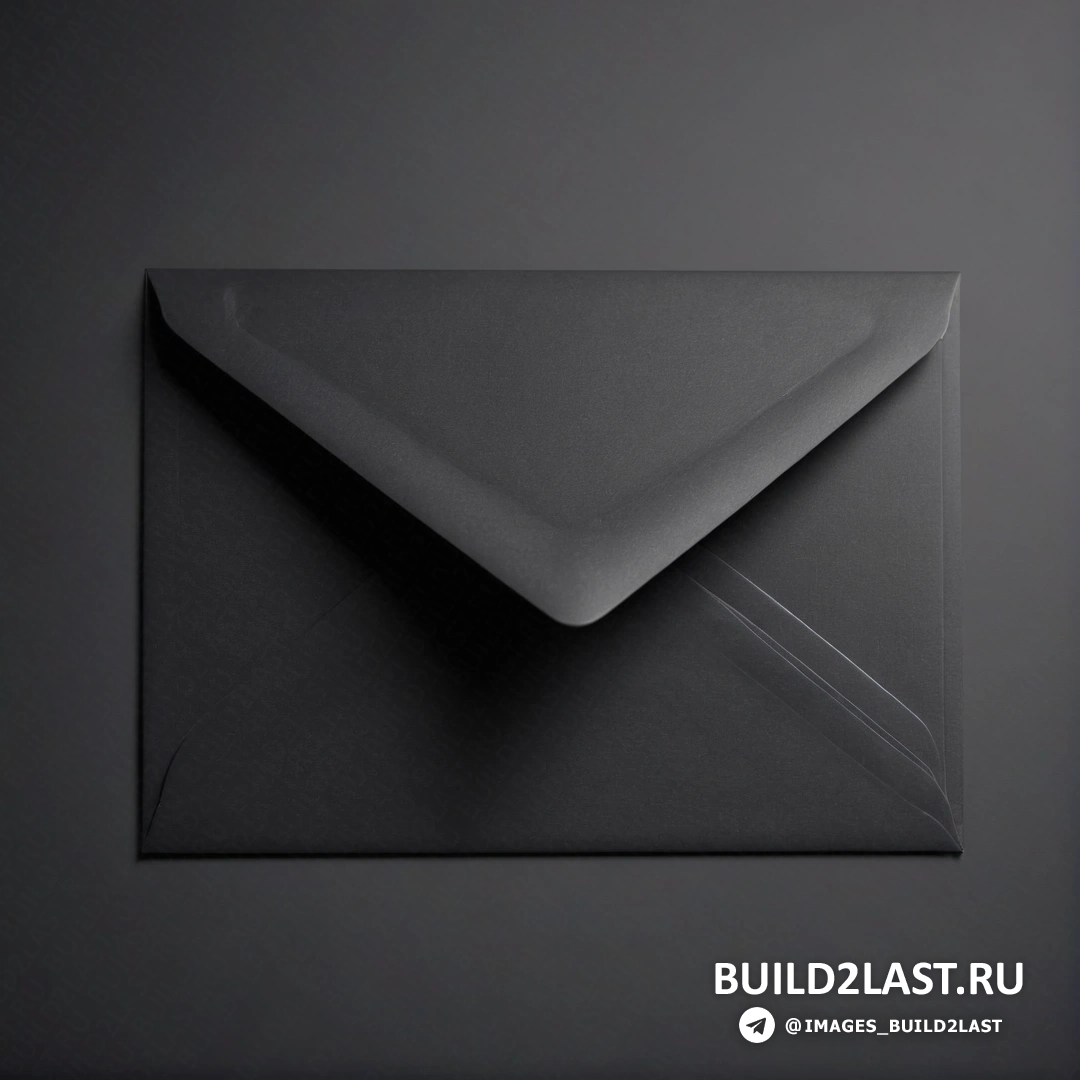Постминимализм - 3D-рендер. Черный конверт с черной полоской бумаги, торчащей из его бока на темном фоне