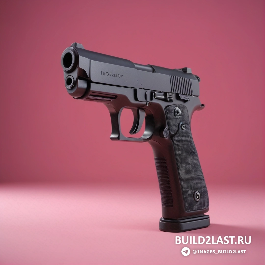 Прецизионный подход - 3D-рендер. Черный пистолет на красном фоне