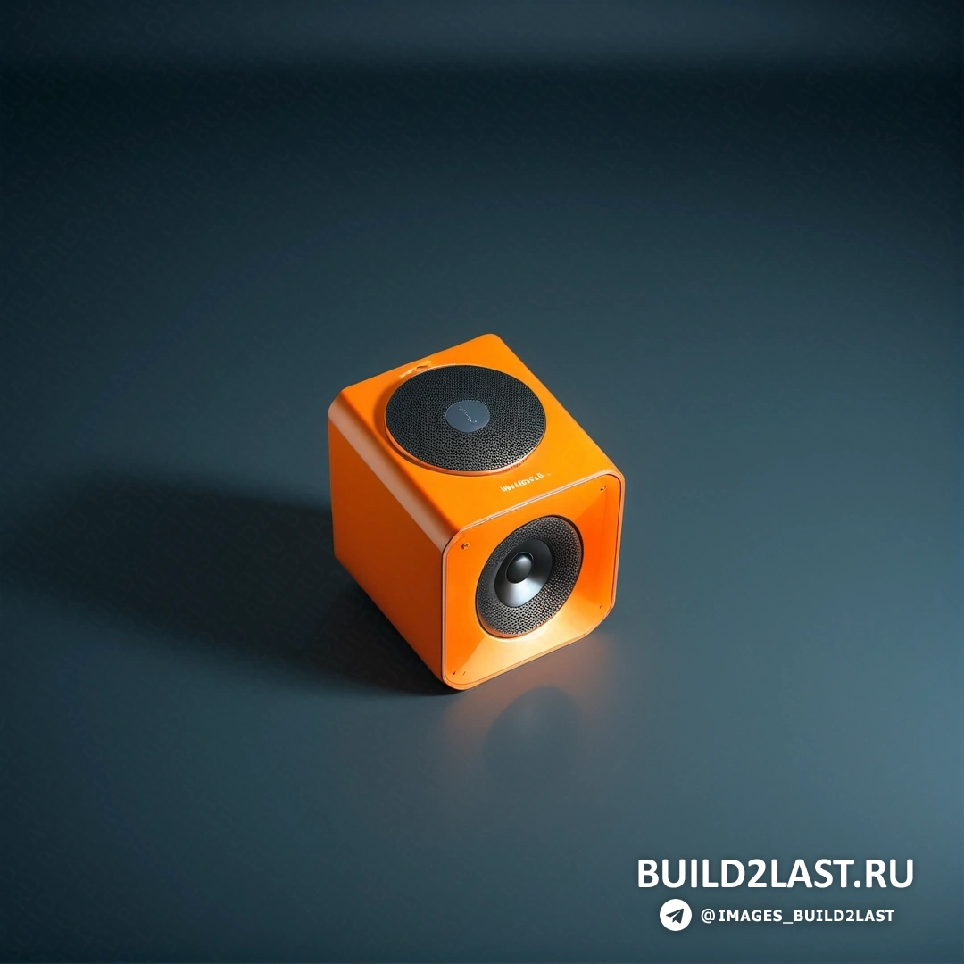 Фотореализм - 3D рендер. Динамик на столе на черном фоне.
