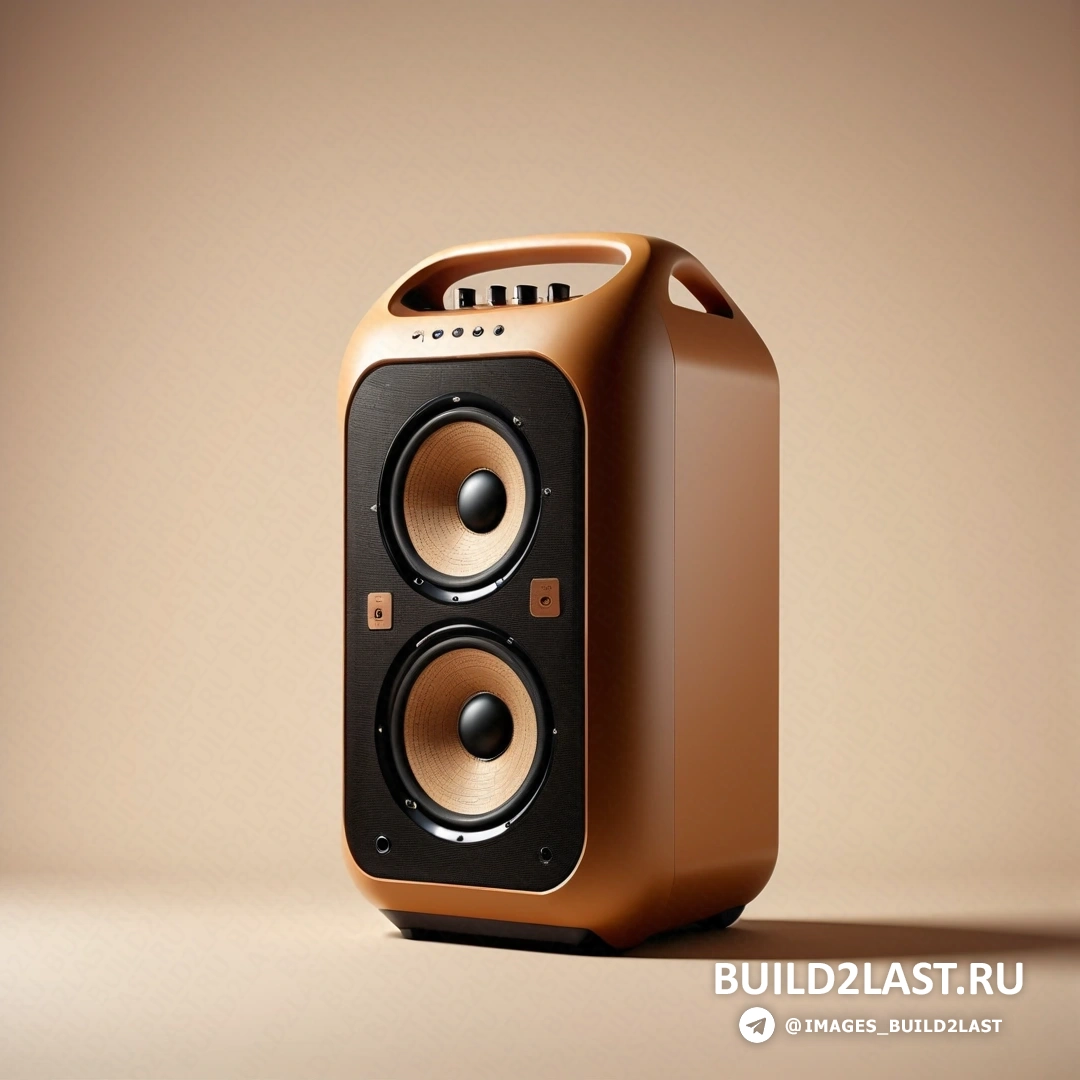 Фотореализм - 3D рендер. Динамик с коричневой крышкой на столешнице.