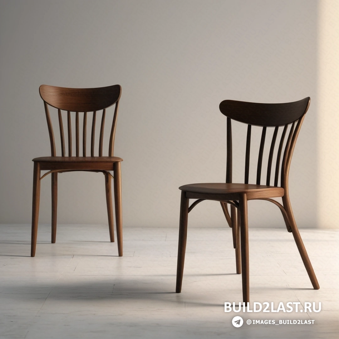 Фотореализм - 3D-рендер. Два стула рядом в комнате с белой стеной и полом