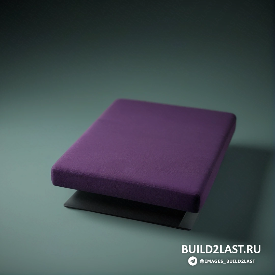 Новая объективность - 3D-рендер. Фиолетовая подушка сиденья на зеленом фоне