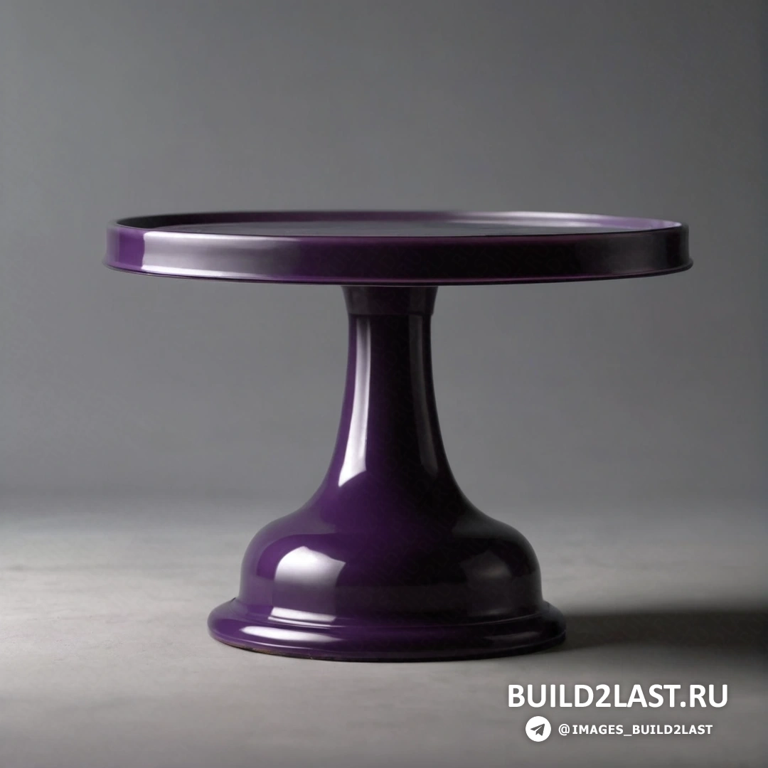 Движение искусств и ремесел - фламандское барокко. Фиолетовая тарелка для торта на столе рядом с серой стеной и белой стеной за ней