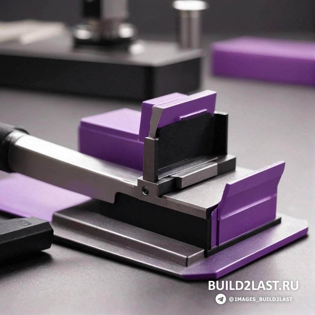 Частная пресса - абстрактная скульптура. Фиолетово-черный объект на столе с черным объектом на заднем плане