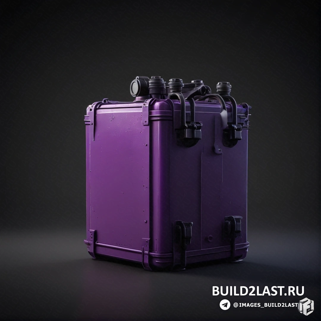 Фотореализм - рендеринг с окклюзией окружающего света. Фиолетовый чемодан с четырьмя черными ручками