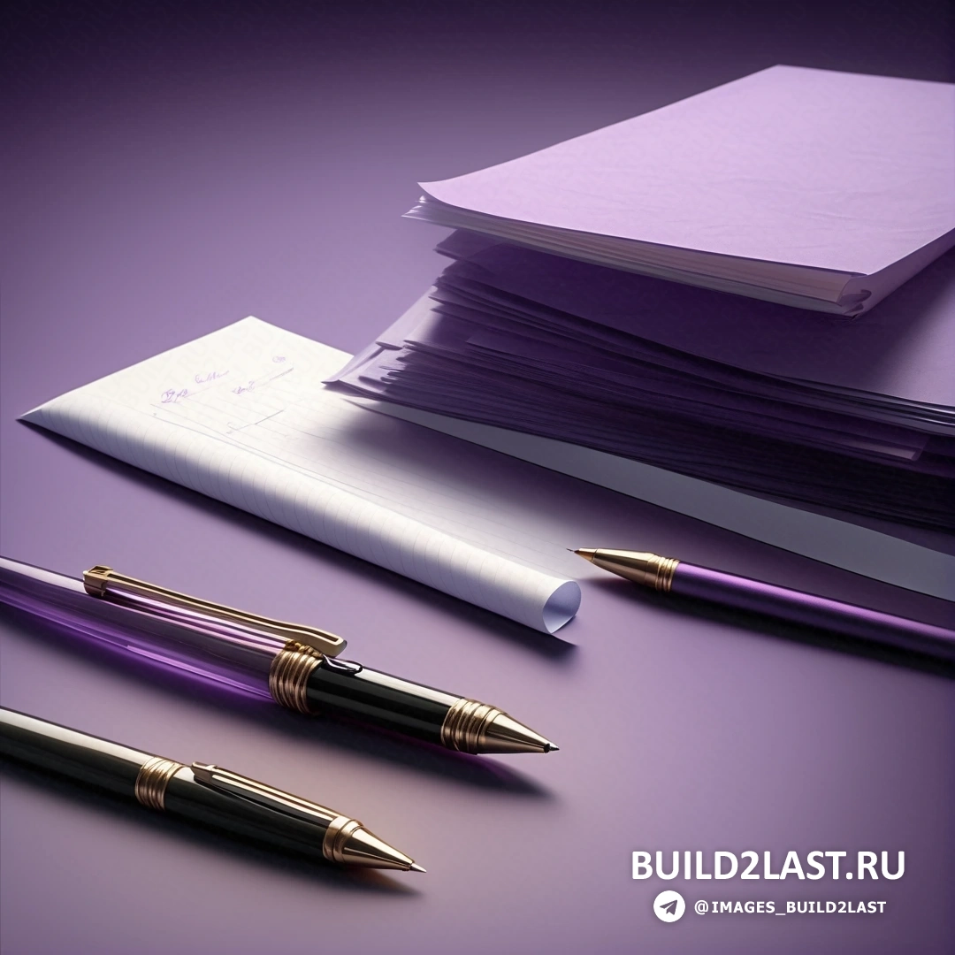 Фотореализм - 3D рендер. Фиолетовый стол с ручкой.