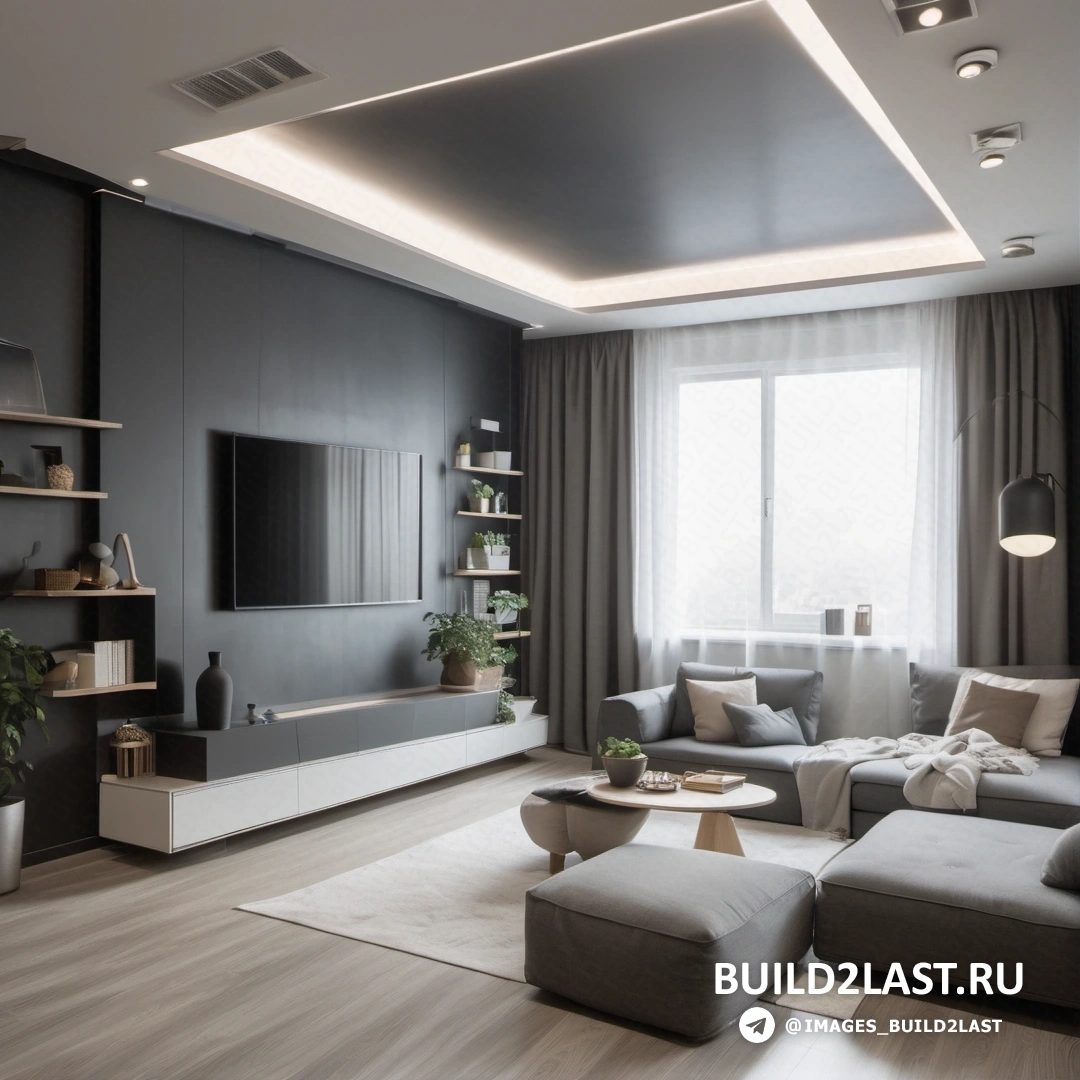 Свет и пространство - 3D рендер. Гостиная с диваном и стулом
