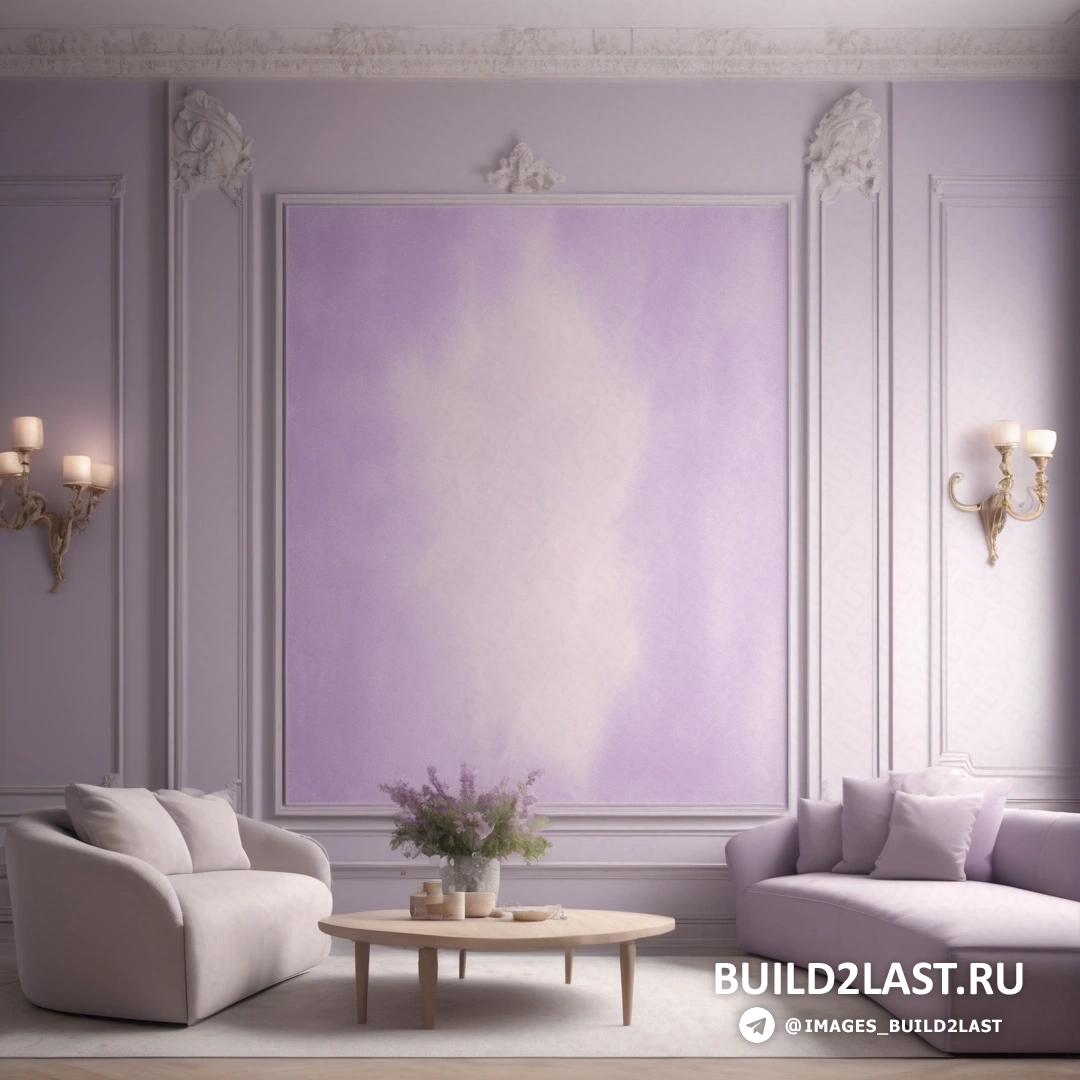 Временное искусство - минималистская живопись. Гостиная с кушеткой, креслом
