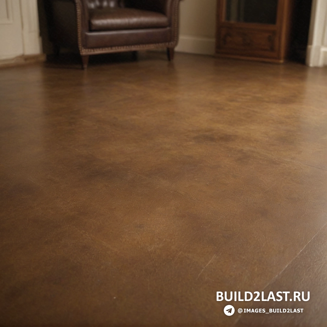 Постминимализм - сверхтонкая детализированная живопись. Гостиная со стулом и коричневым кожаным креслом в углу и зеркалом на стене