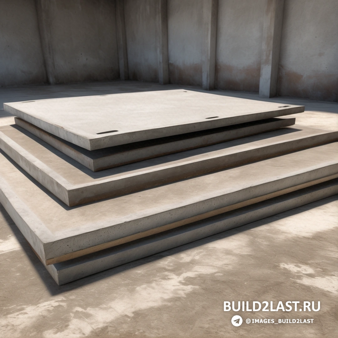 Бетонный арт - рендер Ambient occlusion. Группа бетонных плит на цементном полу.