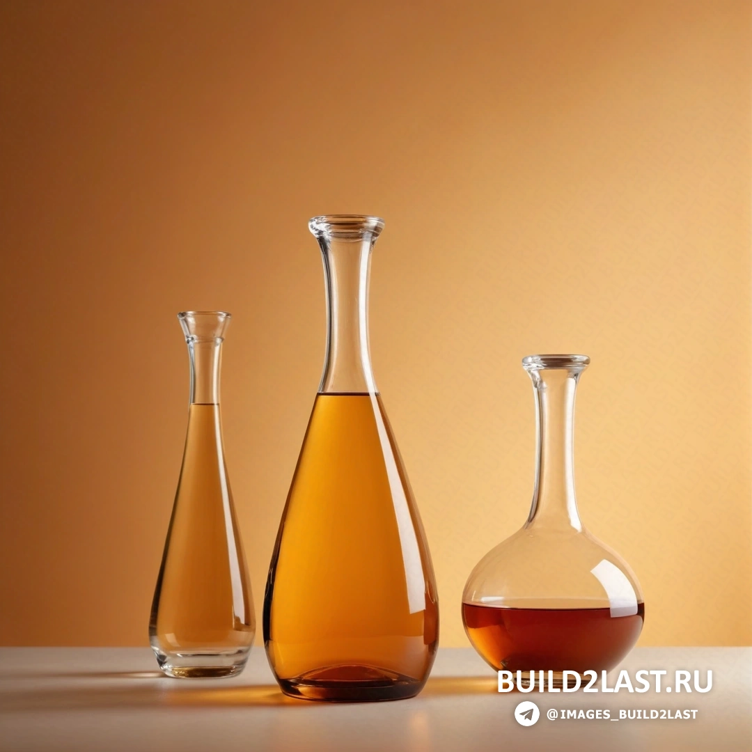 Минимализм - натюрморт. Группа из трех разноцветных ваз на столе с коричневым фоном