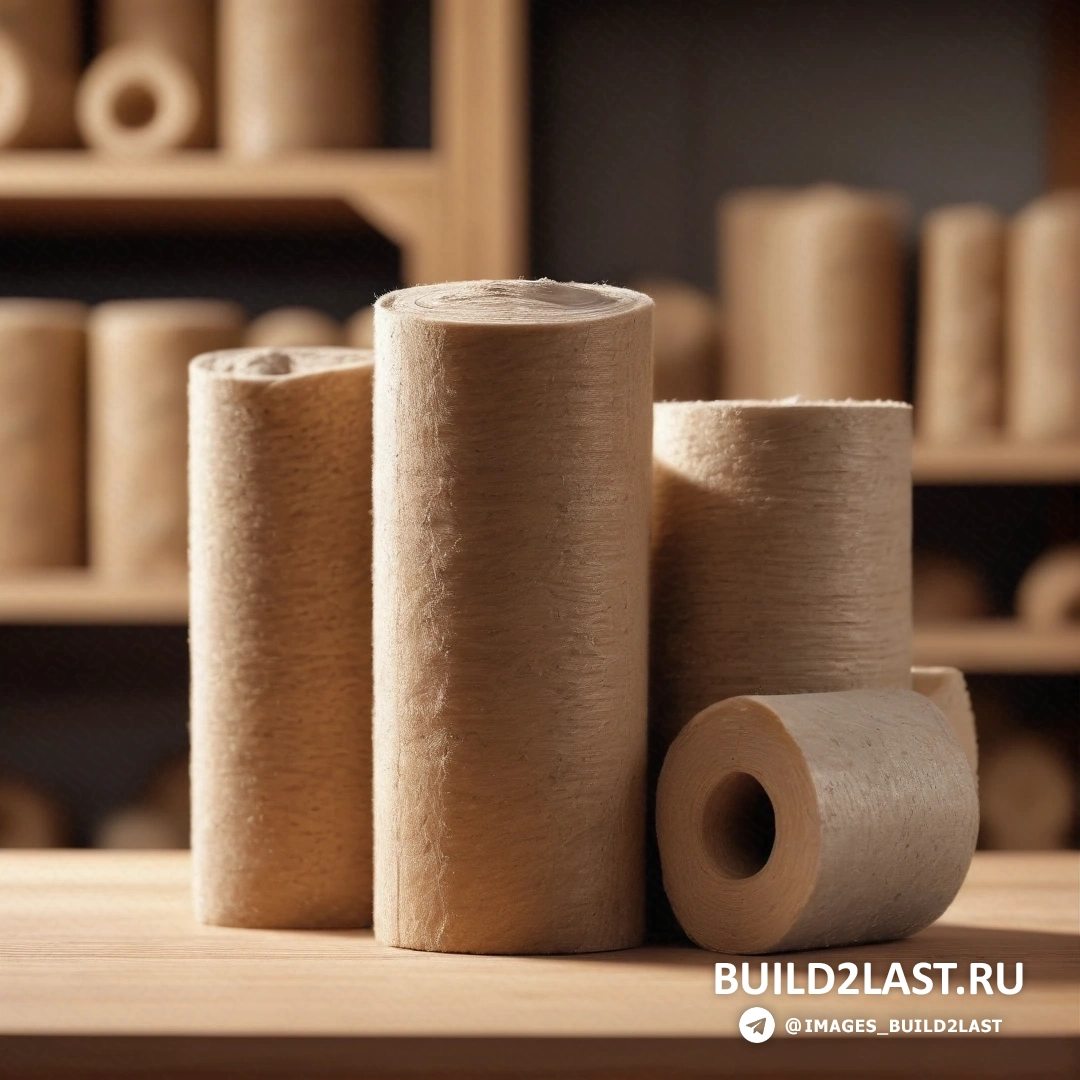 Arbeitsrat für kunst - 3D render. Группа рулонов туалетной бумаги на столе в комнате с полками