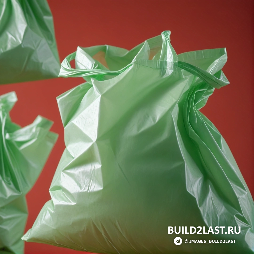 Plasticien - стоковая фотография. Группа зеленых пакетов на столе рядом друг с другом на красном фоне