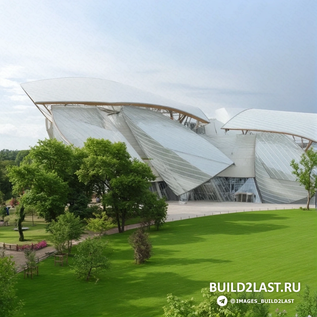 Интерьер Louis Vuitton Foundation, освещённые выставочные залы Интерьер музея с акцентом на пространственные решения и естественное освещение.