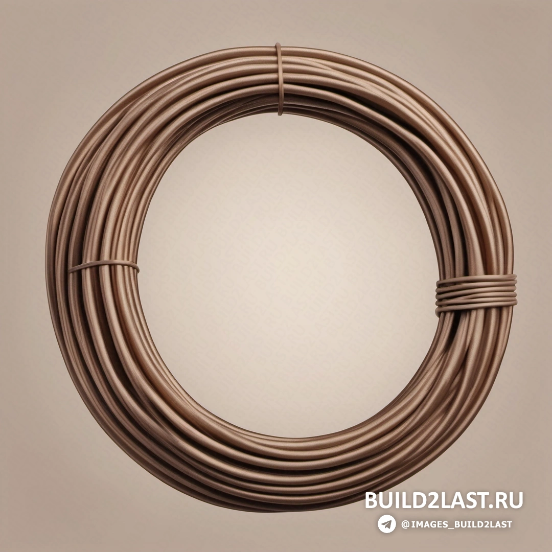 Экологическое искусство - 3D рендер. Катушка коричневого провода на бежевом фоне.