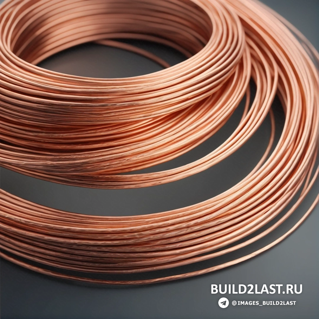Super Flat - 3D рендер. Катушка медного провода на серой поверхности с черным фоном