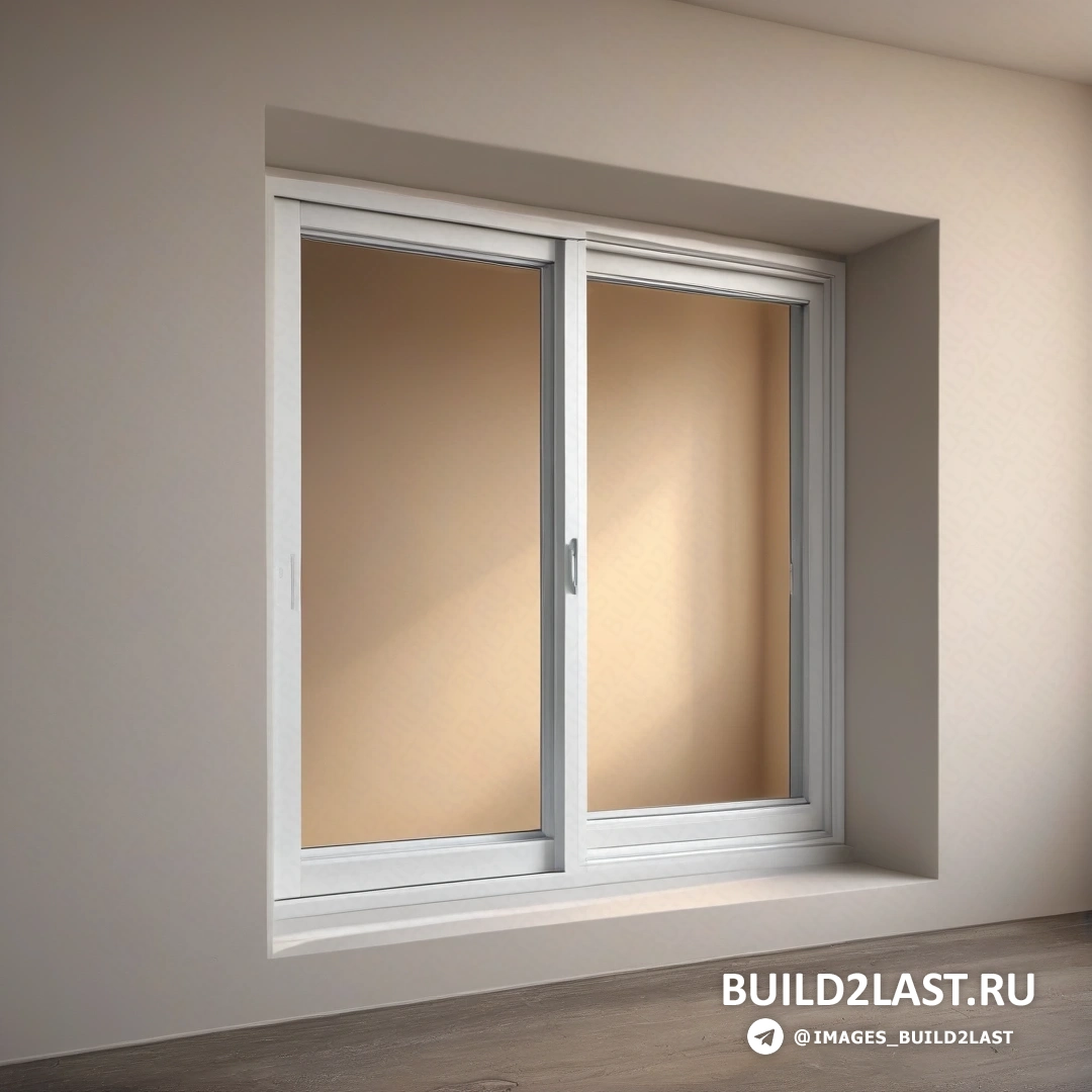 Фотореализм - цифровая визуализация. Комната с окном и дверью с оконным стеклом на ней и окном с закрытым стеклом