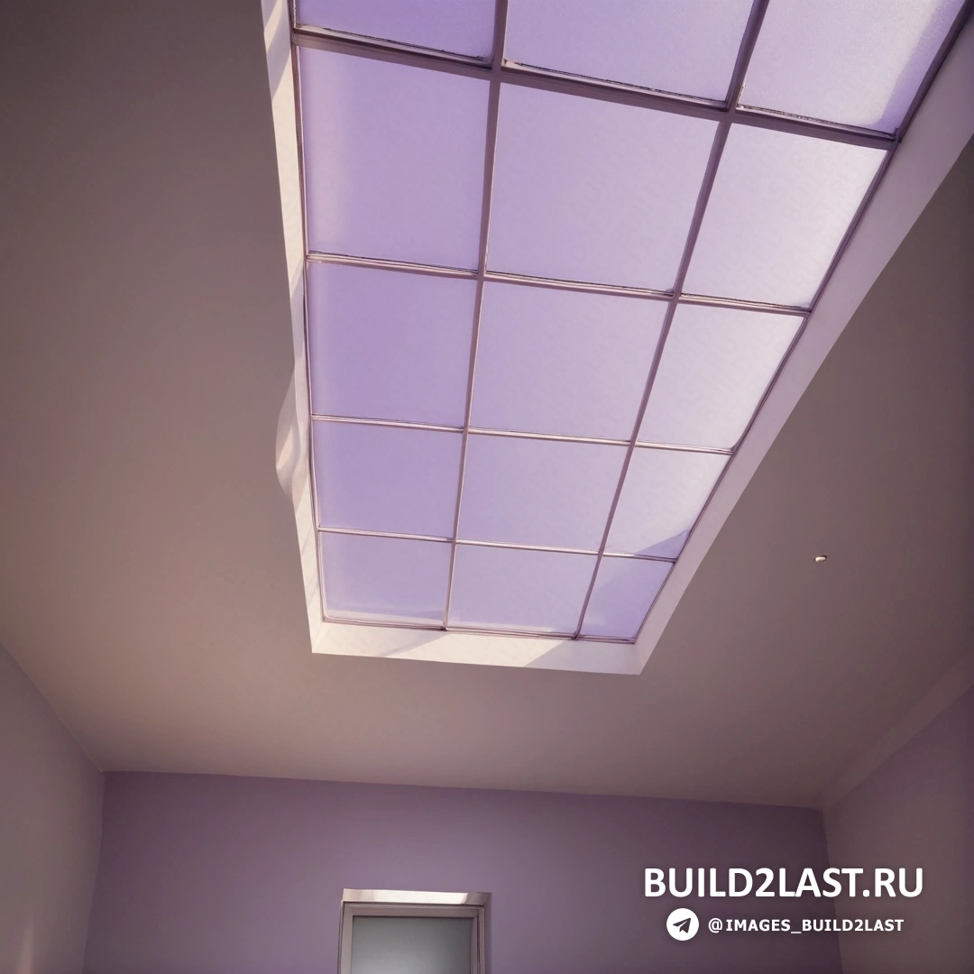 Свет и пространство - компьютерный рендеринг. Комната с окном и мансардным окном в области потолка с фиолетовой стеной и белой кроватью