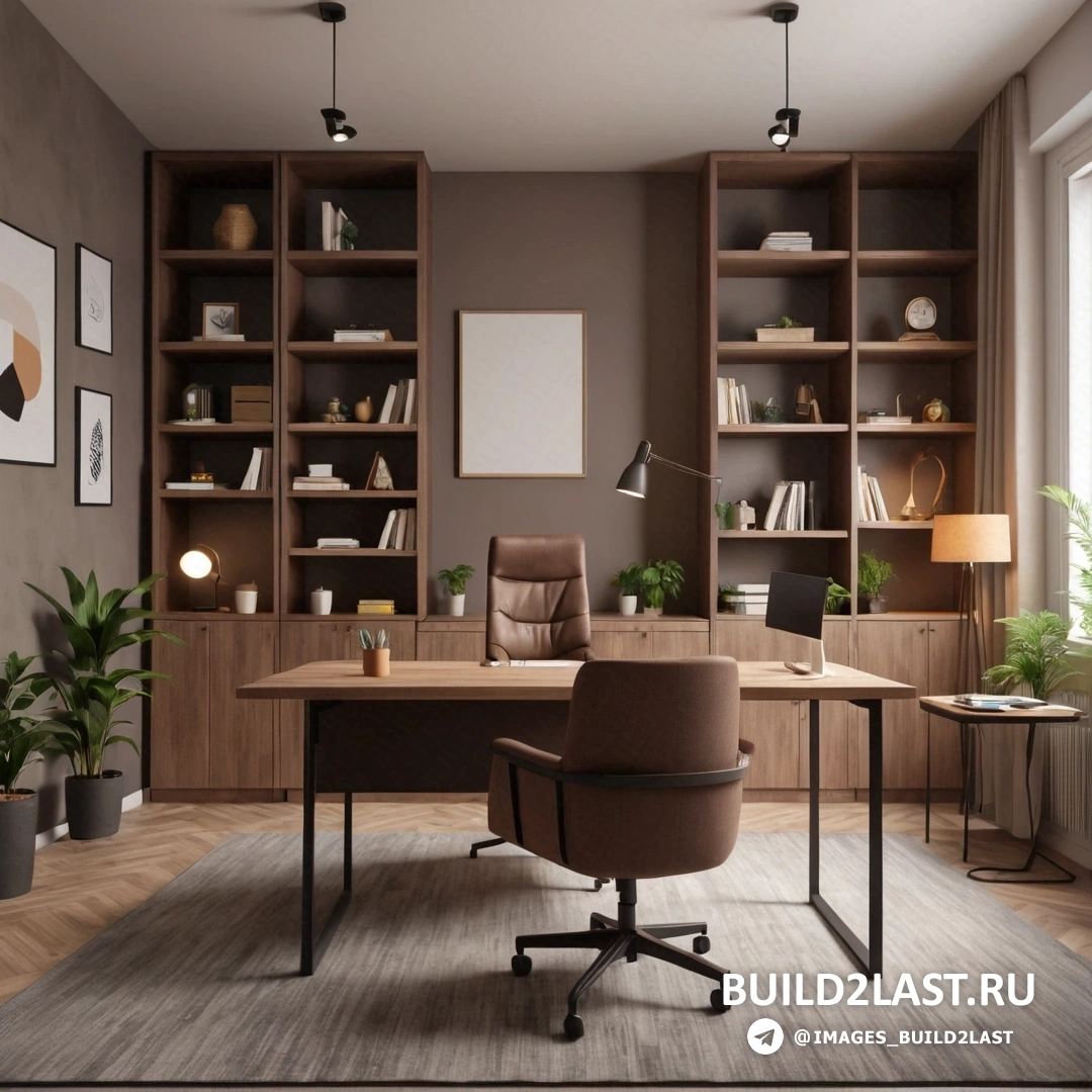 Постминимализм - 3D рендер. Комната с письменным столом и стулом.