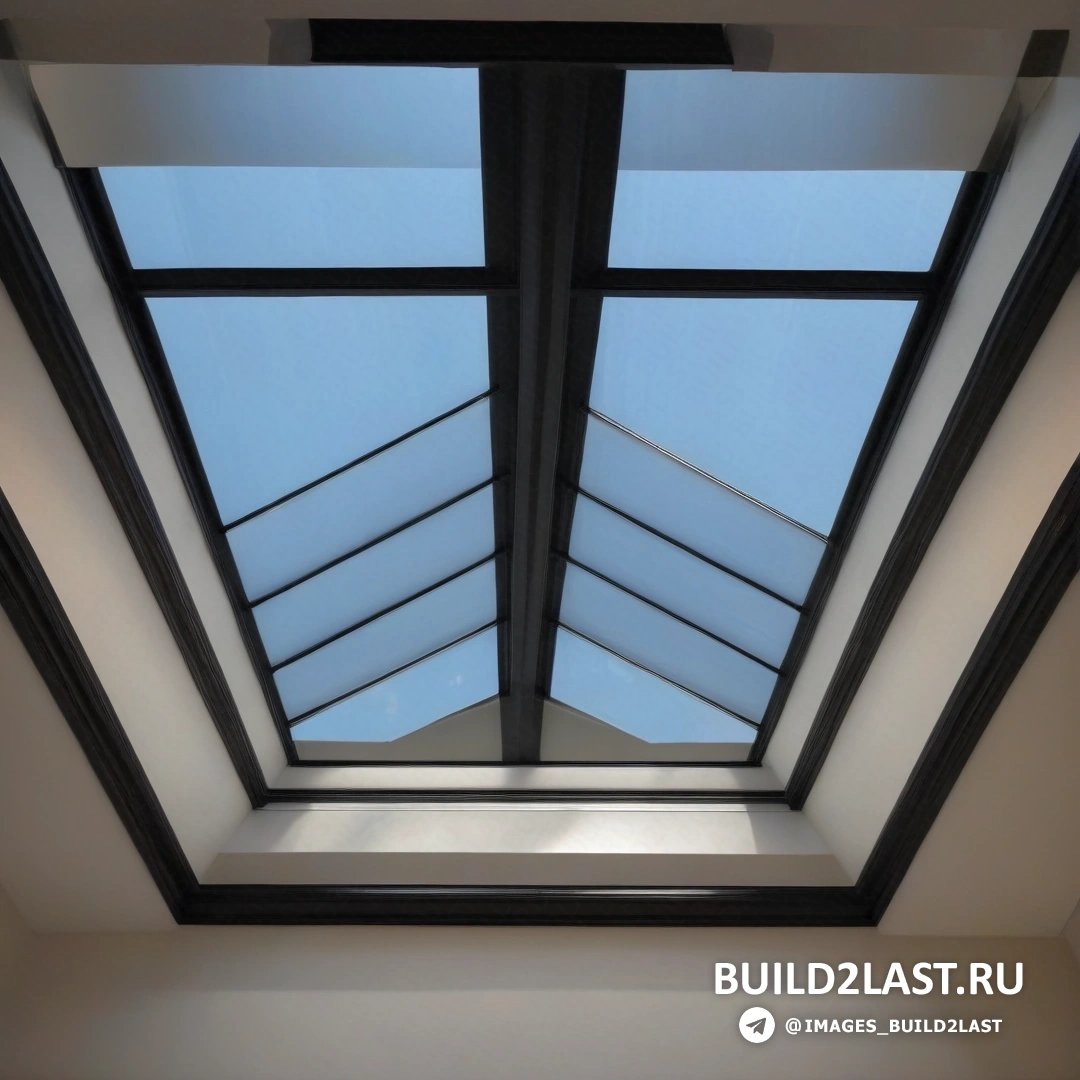 Свет и пространство - цифровой рендеринг. Комната с световым люком и окном в центральной области