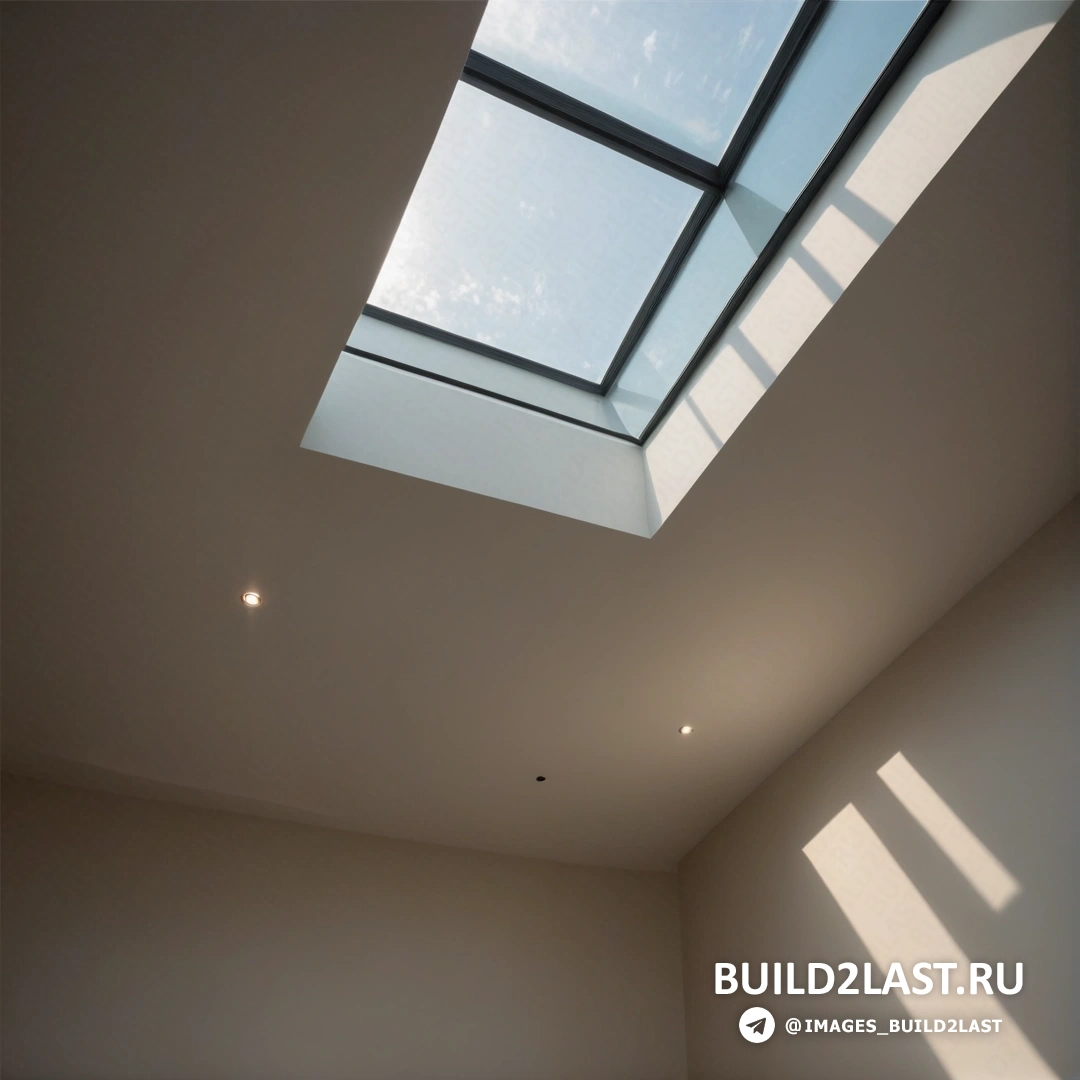 Свет и пространство - 3D-рендеринг. Комната с световым люком и окном в центральной стене