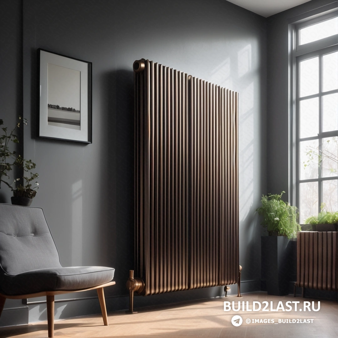 Фотореализм - 3D рендер. Комната со стулом, батареей и окном.