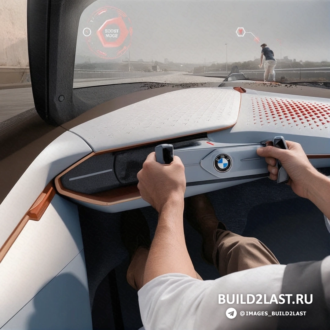 BMW Vision Next 100: будущее автомобильного дизайна, Мюнхен, Германия Коричневый BMW Vision Next 100 с инновационными технологиями на фоне города Мюнхен, Германия.