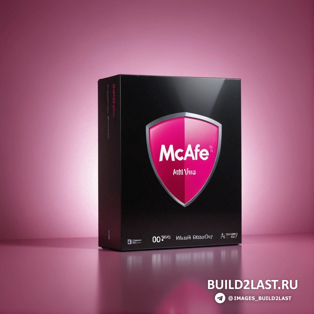 Dau-al-set - компьютерный рендеринг. Коробка антивируса mcae на розовом фоне