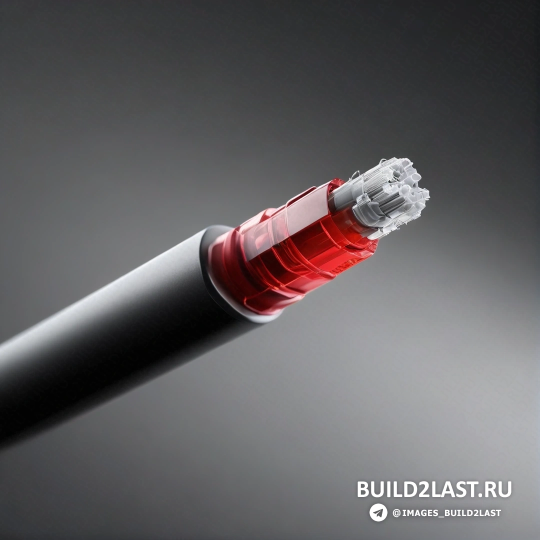 Precisionism - 3D-рендер. Красно-белый кабель на черном фоне