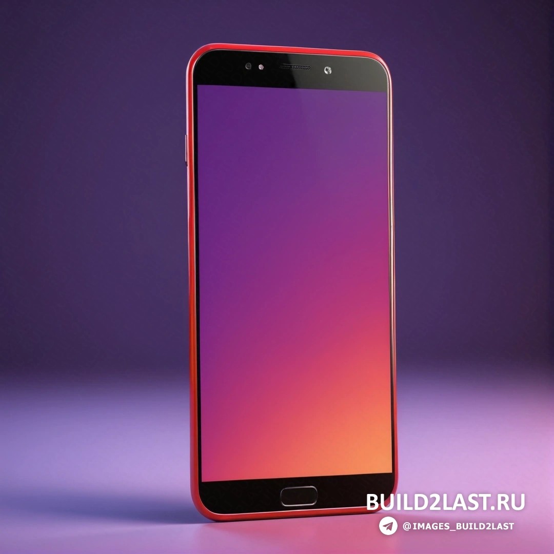 Футуризм - 3D-рендеринг. Красный и розовый мобильный телефон на фиолетовой поверхности