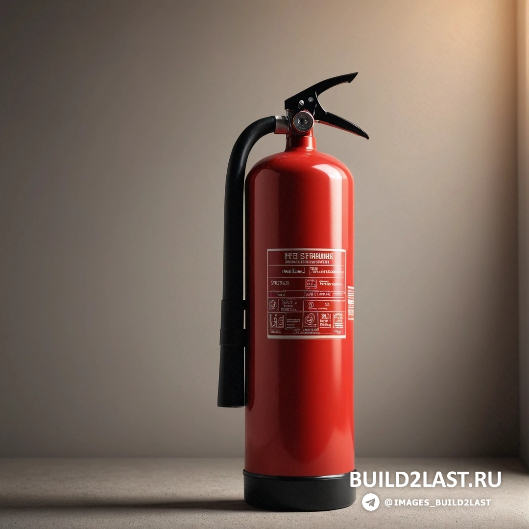 Plasticien - стоковая фотография. Красный огнетушитель на столе рядом с окном с включенным светом