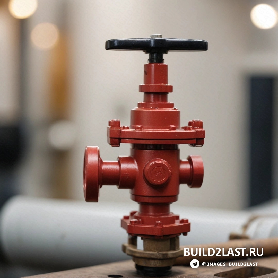 Процесс-арт - стоковая фотография. Красный пожарный гидрант на деревянном столе рядом с трубой