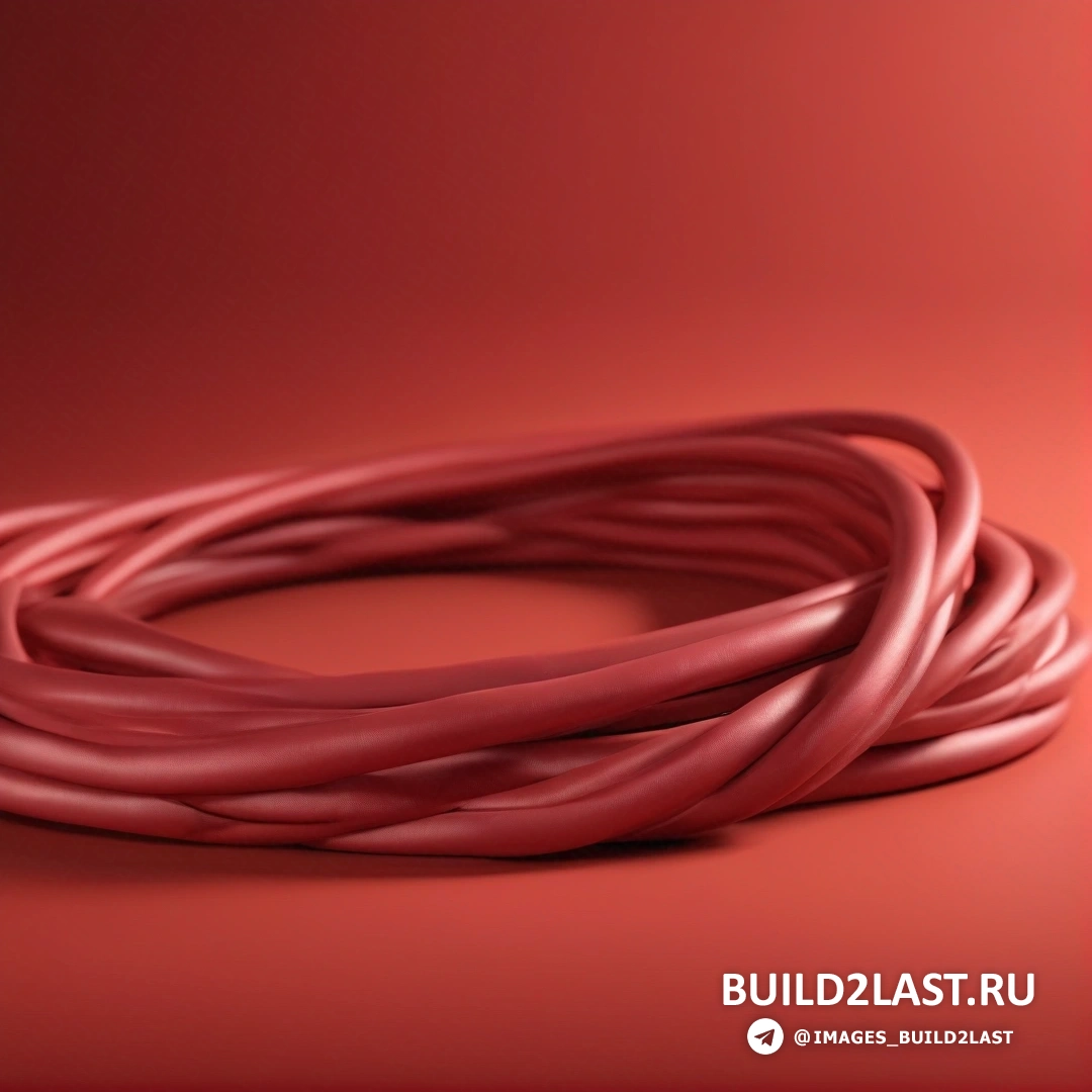 Минимализм - 3D рендер. Красный провод показан на красном фоне