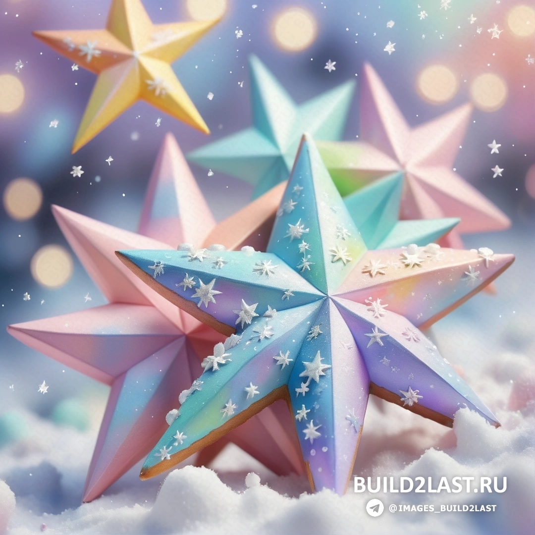 красочная звезда лежит на снегу